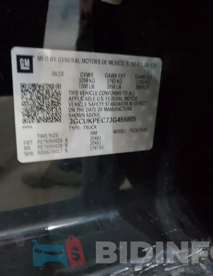 3GCUKPEC7JG455805 Photo# 12