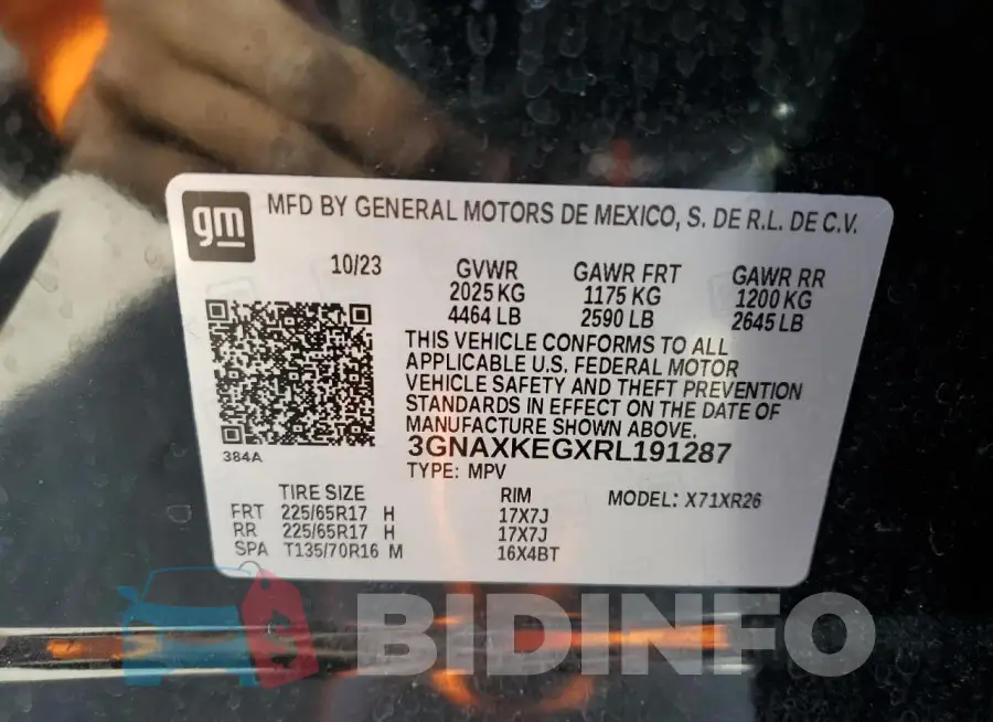 3GNAXKEGXRL191287 Photo# 13