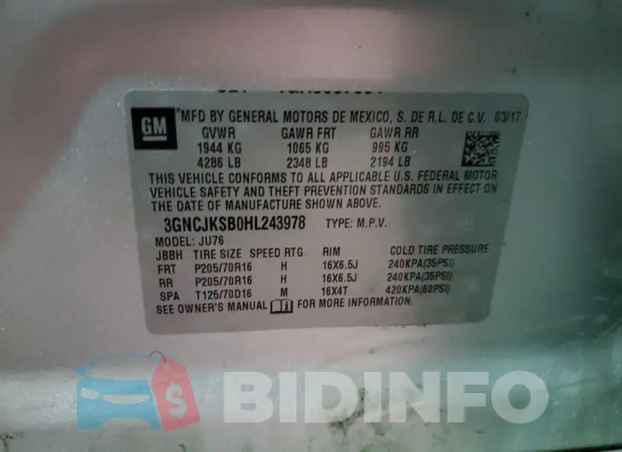3GNCJKSB0HL243978 Photo# 13