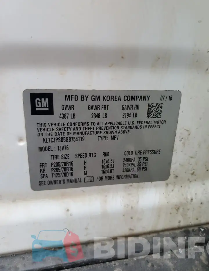 KL7CJPSB5GB754119 Photo# 13