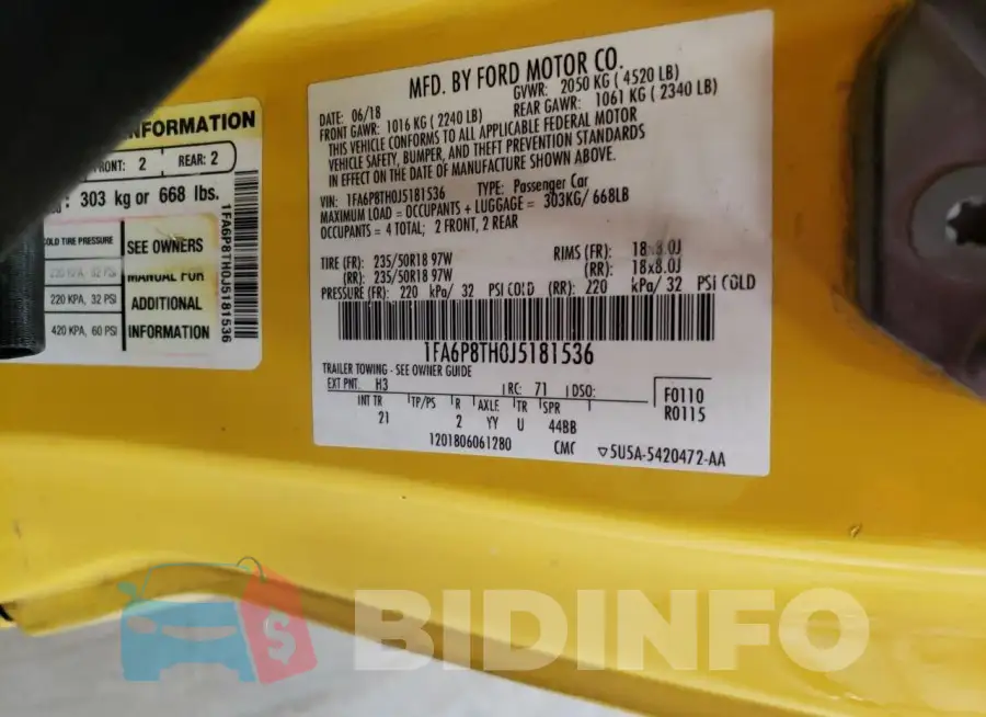 1FA6P8TH0J5181536 Photo# 12