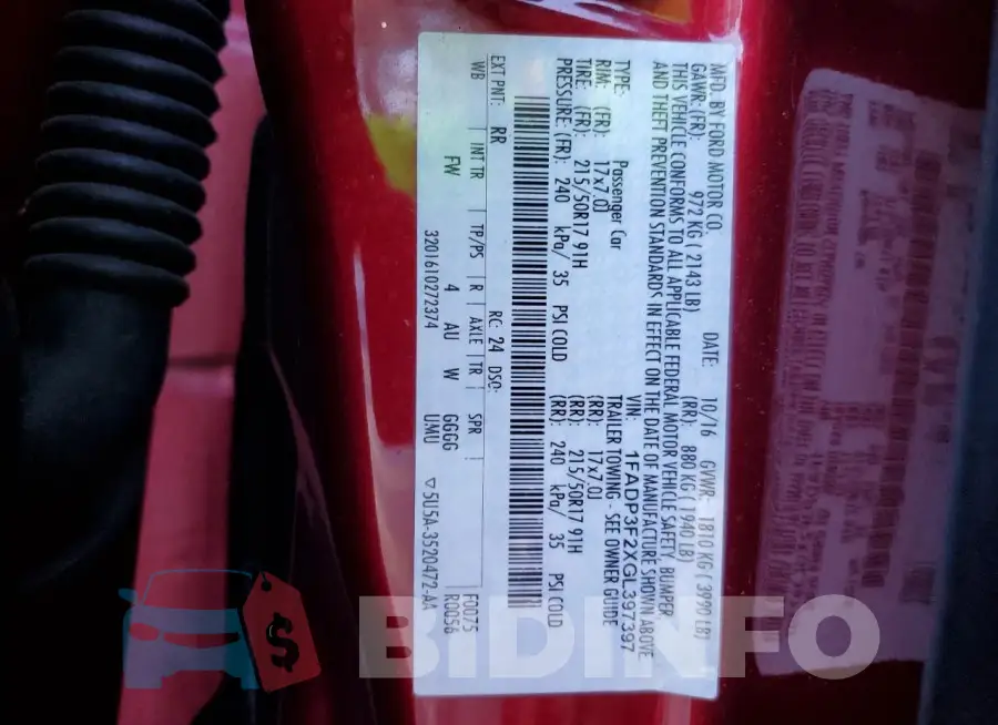 1FADP3F2XGL397397 Photo# 12