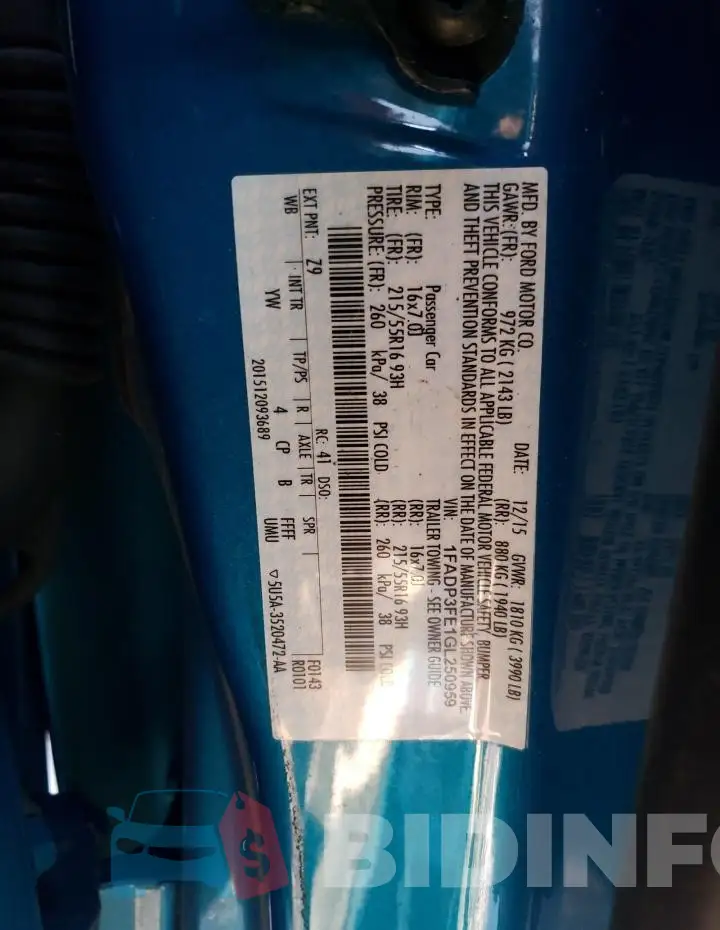 1FADP3FE1GL250959 Photo# 13