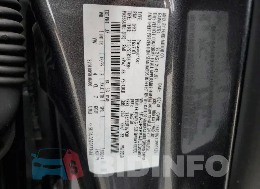 1FADP3FE4JL330957 Photo# 13