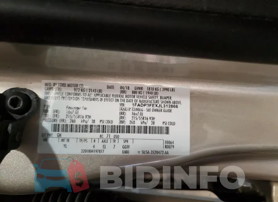1FADP3FEXJL312866 Photo# 12