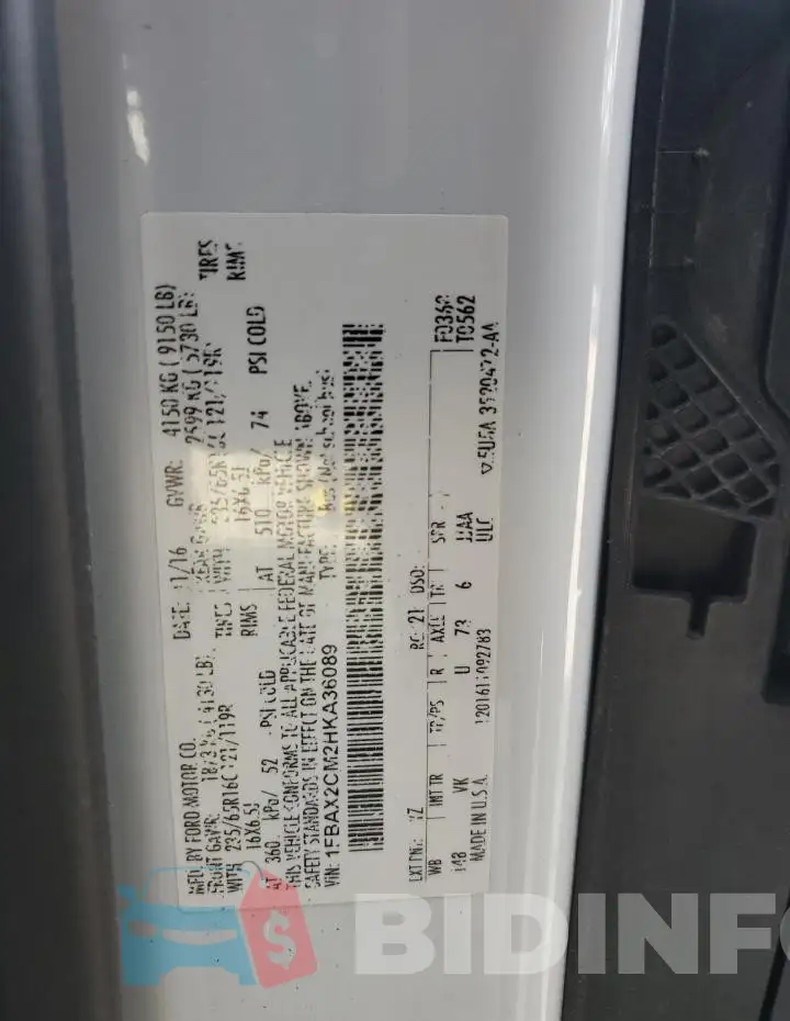 1FBAX2CM2HKA36089 Photo# 13