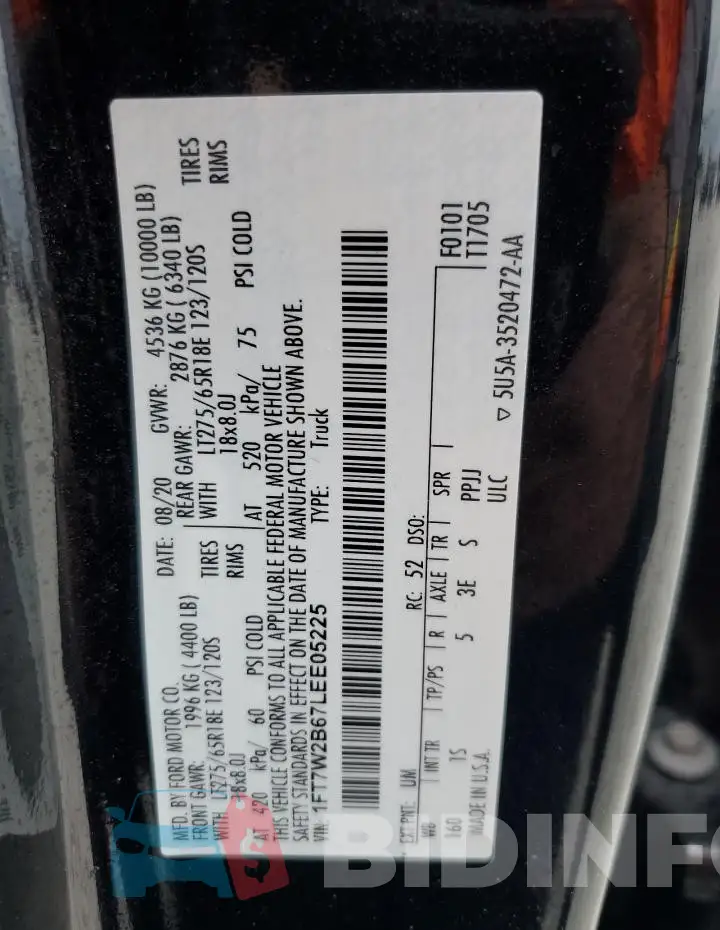 1FT7W2B67LEE05225 Photo# 13