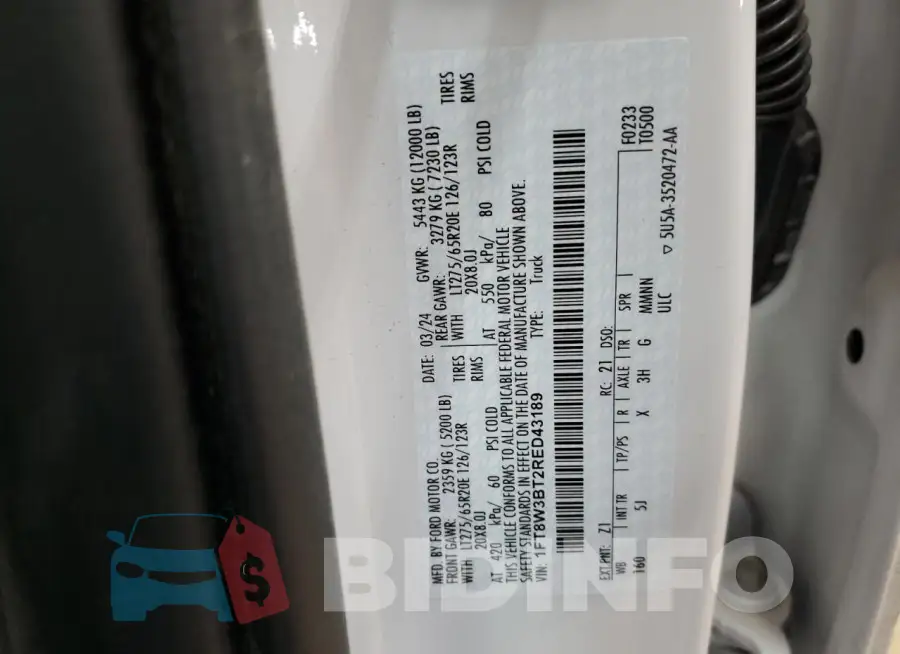1FT8W3BT2RED43189 Photo# 12