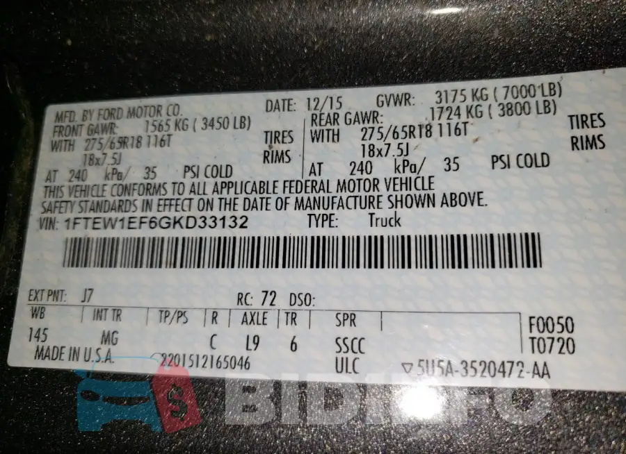 1FTEW1EF6GKD33132 Photo# 12