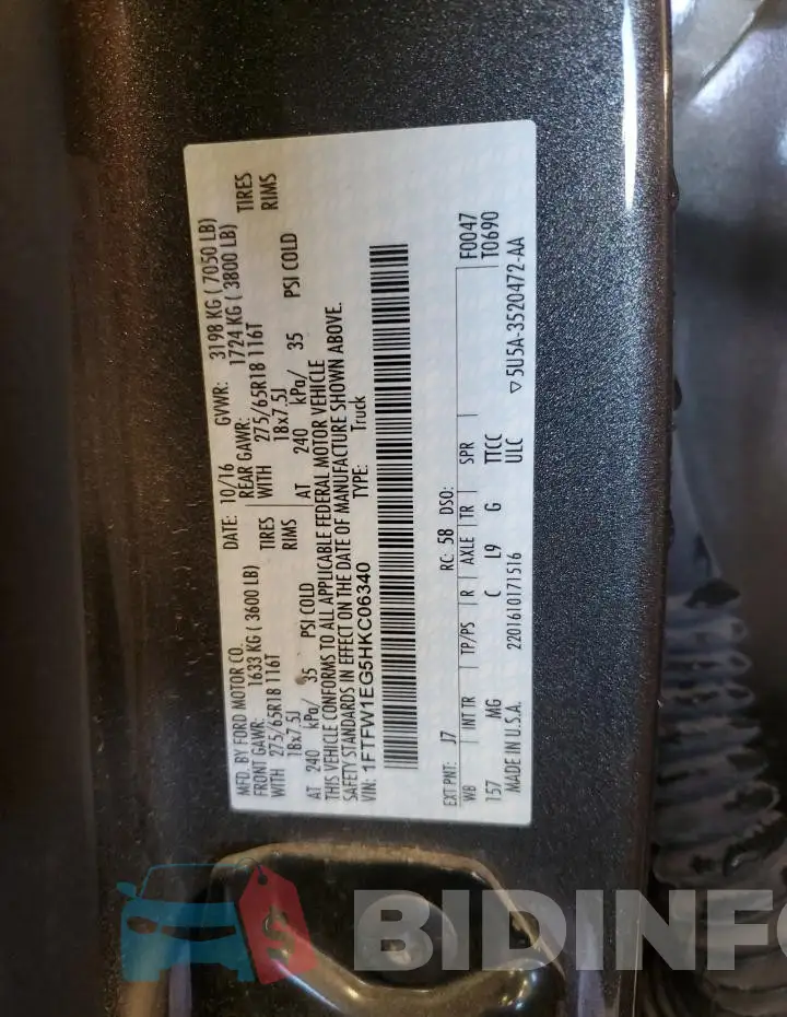 1FTFW1EG5HKC06340 Photo# 12