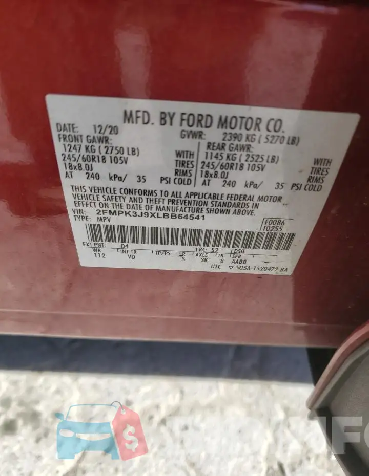 2FMPK3J9XLBB64541 Photo# 13
