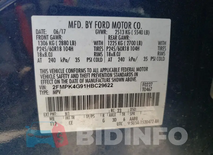 2FMPK4G91HBC29622 Photo# 14