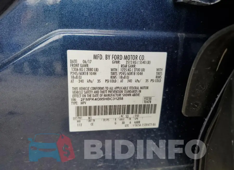 2FMPK4G95HBC31258 Photo# 13