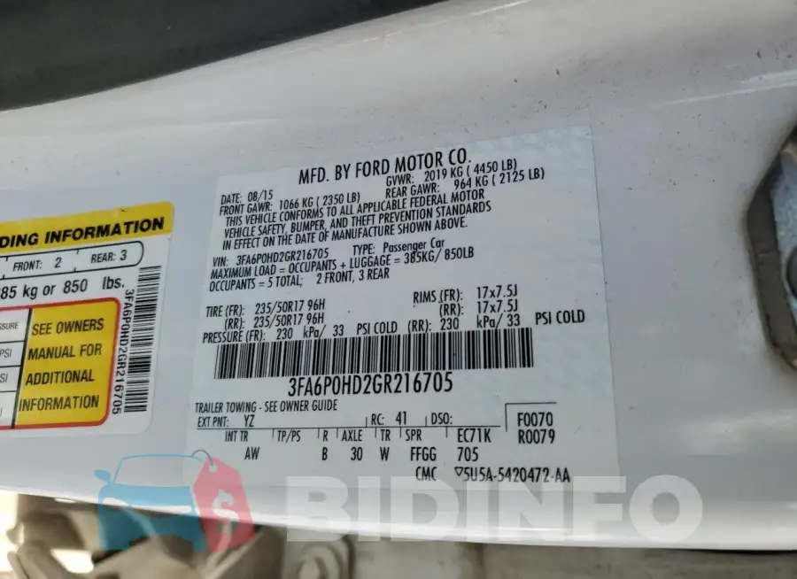 3FA6P0HD2GR216705 Photo# 12