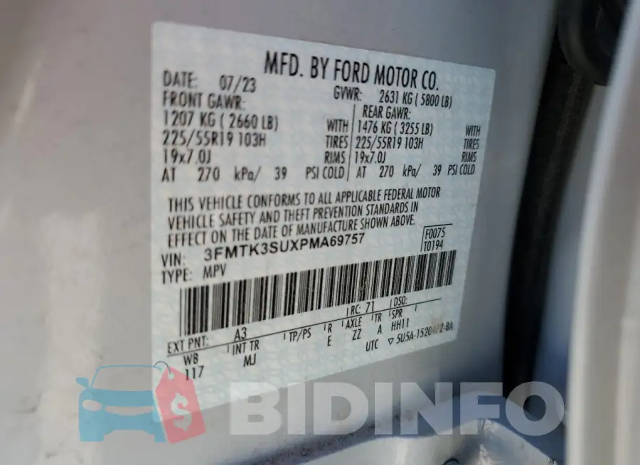 3FMTK3SUXPMA69757 Photo# 13