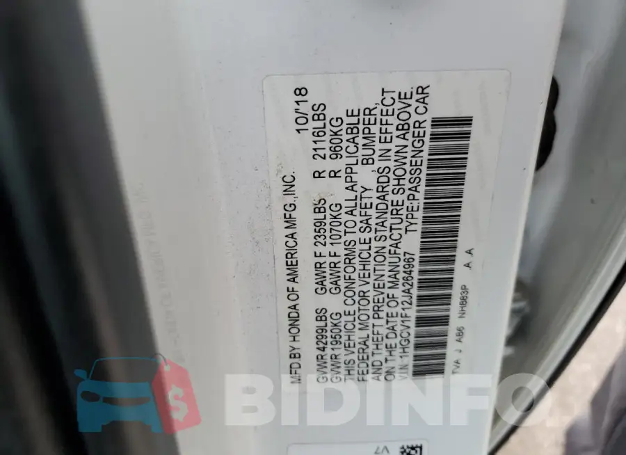 1HGCV1F12JA264967 Photo# 12