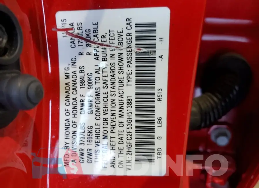 2HGFC2F53GH513881 Photo# 12