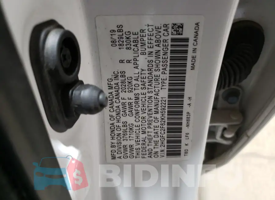 2HGFC2F62KH592221 Photo# 12
