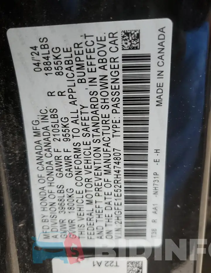 2HGFE1E52RH474807 Photo# 12