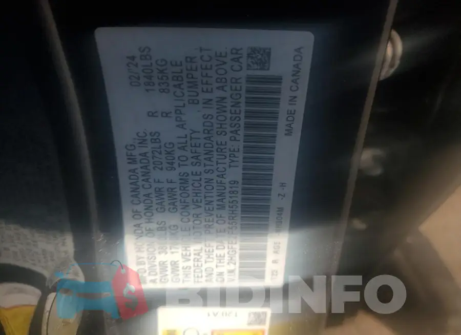 2HGFE2F55RH551819 Photo# 13