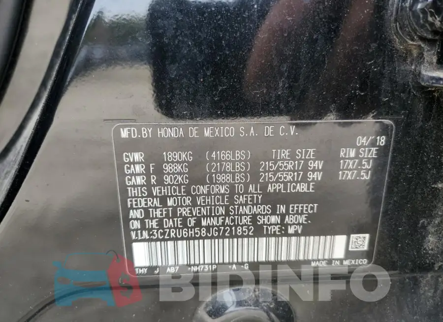 3CZRU6H58JG721852 Photo# 13