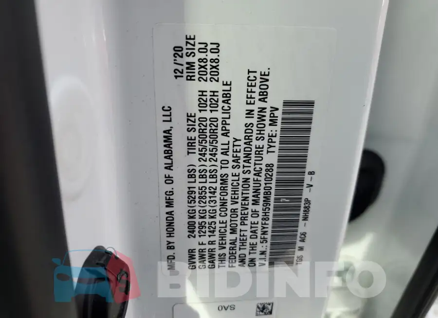 5FNYF8H59MB010288 Photo# 13