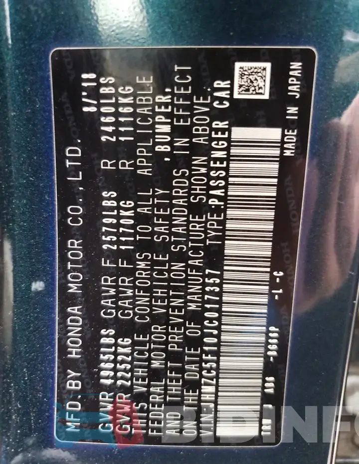 JHMZC5F10JC017357 Photo# 12