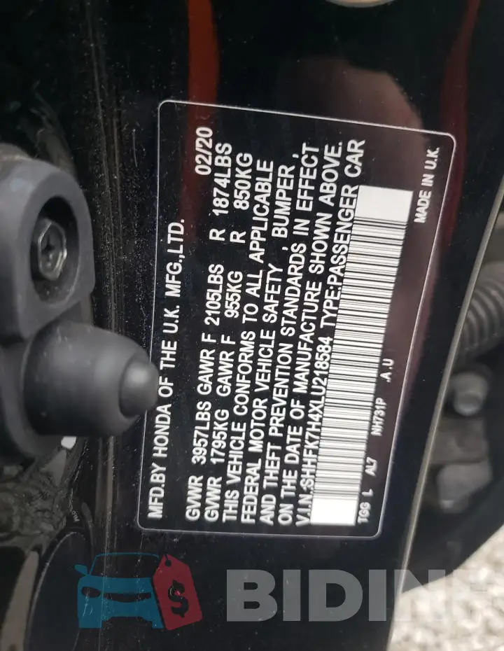 SHHFK7H4XLU218584 Photo# 12