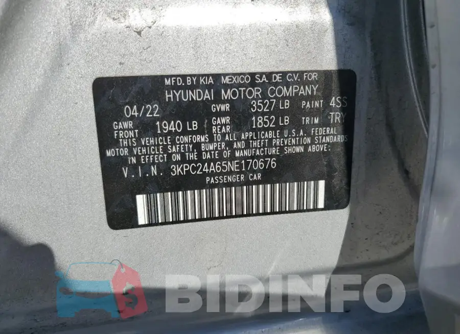 3KPC24A65NE170676 Photo# 13