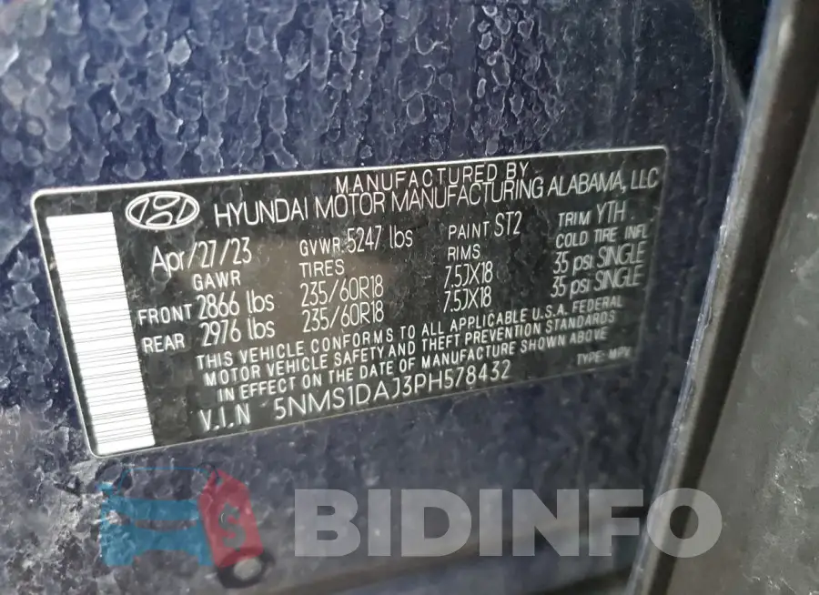 5NMS1DAJ3PH578432 Photo# 13