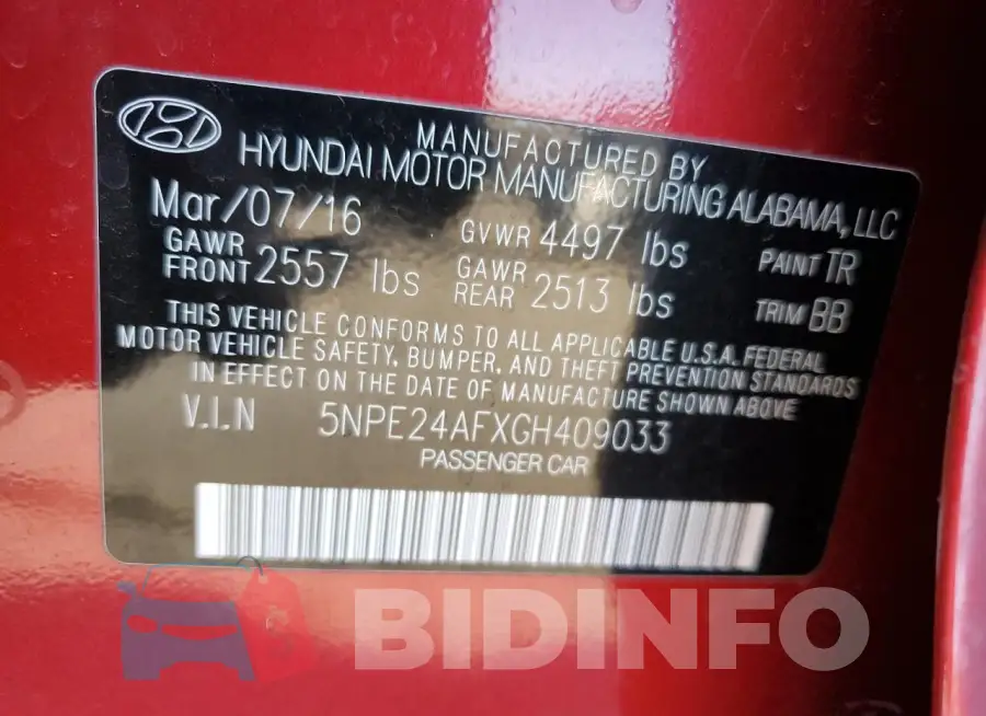 5NPE24AFXGH409033 Photo# 13