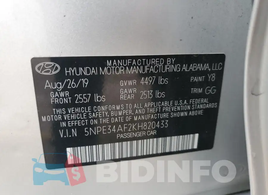 5NPE34AF2KH820433 Photo# 12