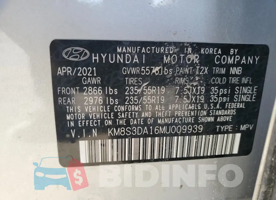 KM8S3DA16MU009939 Photo# 13