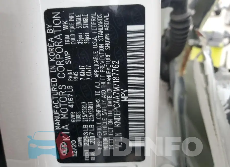 KNDEPCAA7M7187762 Photo# 13