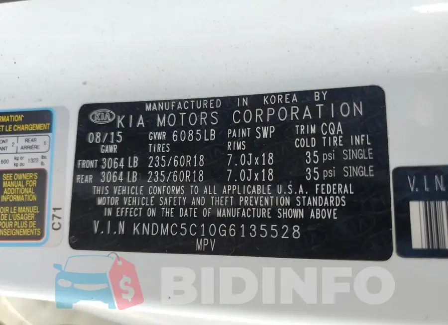 KNDMC5C10G6135528 Photo# 12