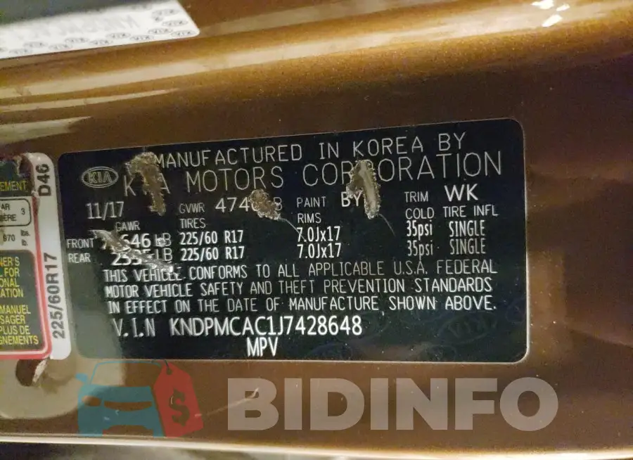 KNDPMCAC1J7428648 Photo# 14