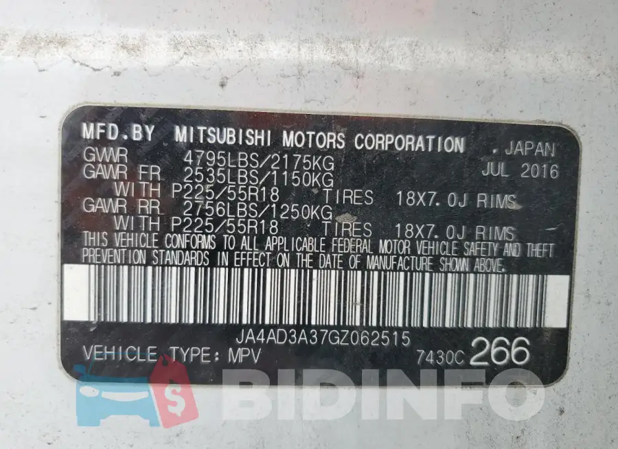 JA4AD3A37GZ062515 Photo# 13