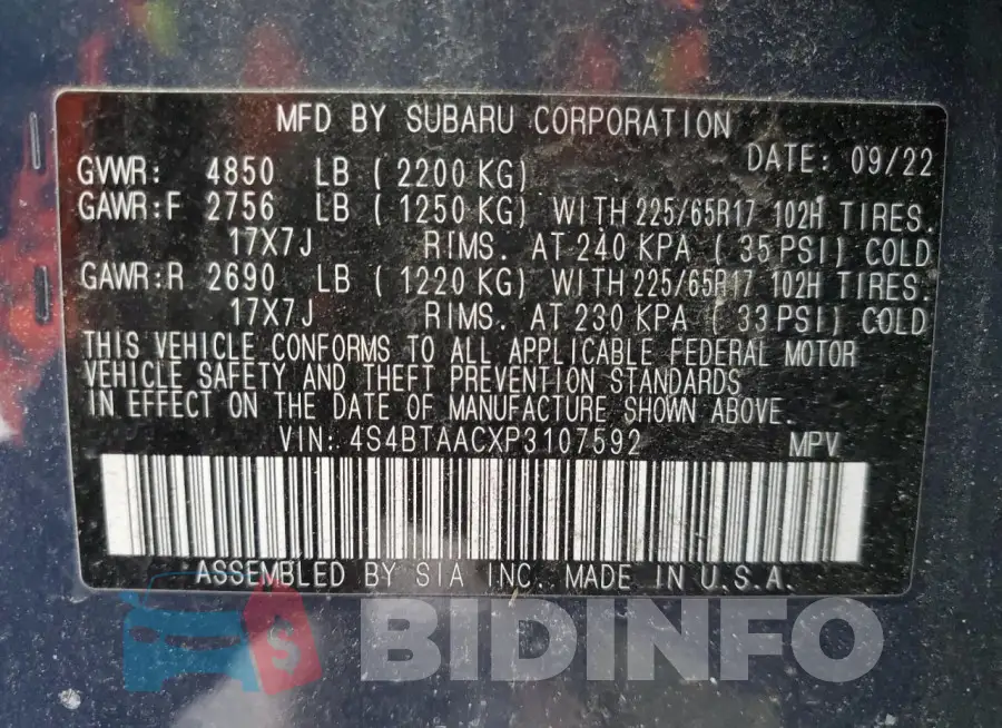 4S4BTAACXP3107592 Photo# 13