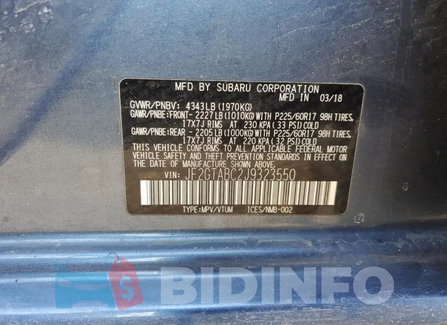 JF2GTABC2J9323550 Photo# 12