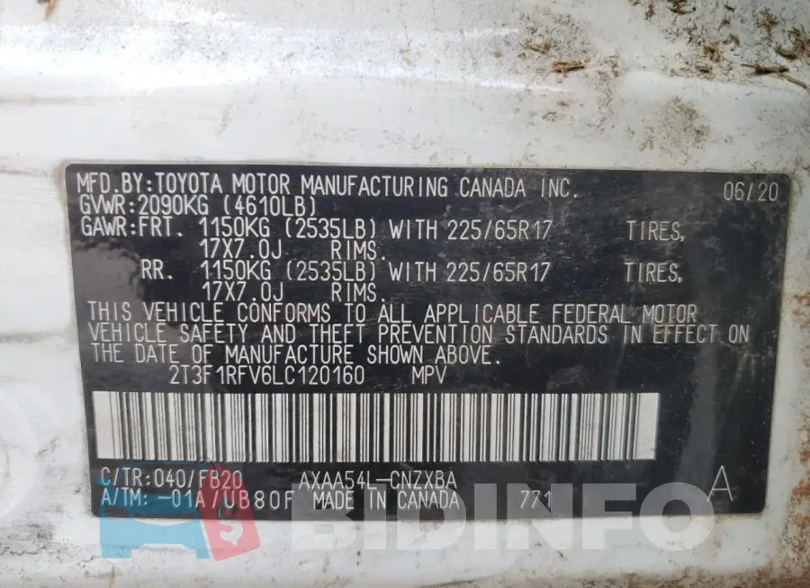 2T3F1RFV6LC120160 Photo# 12