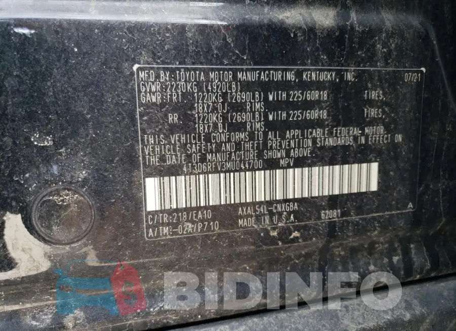 4T3D6RFV3MU044700 Photo# 13