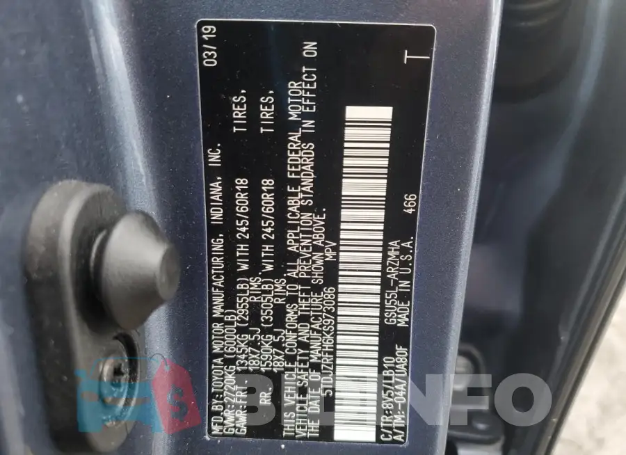 5TDJZRFH6KS973086 Photo# 13
