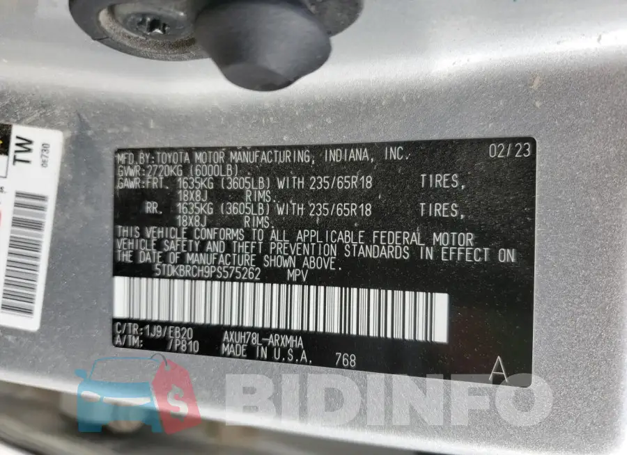 5TDKBRCH9PS575262 Photo# 13