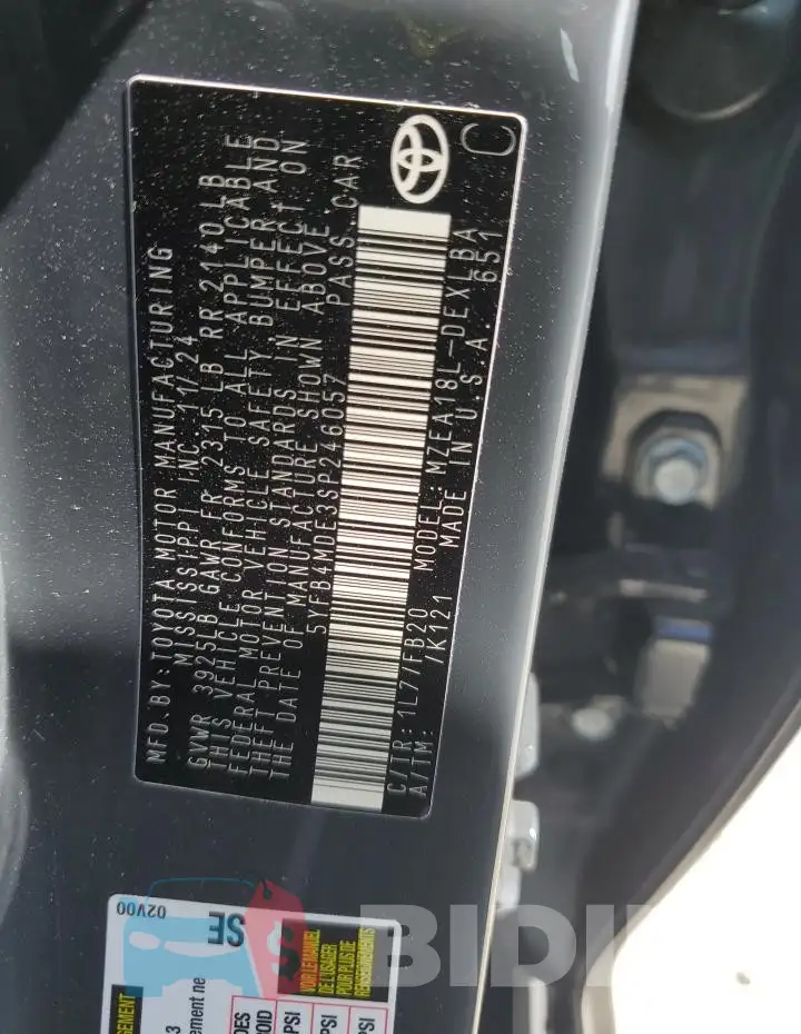 5YFB4MDE3SP246057 Photo# 12