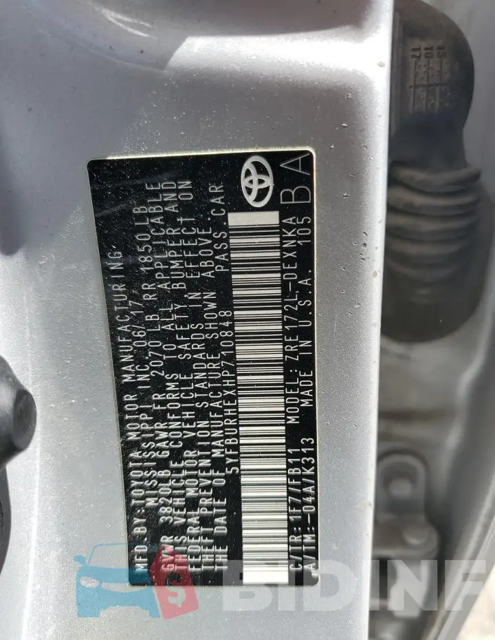 5YFBURHEXHP710848 Photo# 12