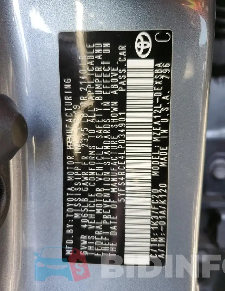 5YFS4RCE4LP034901 Photo# 13