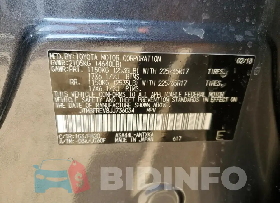 JTMBFREV8JJ736034 Photo# 14