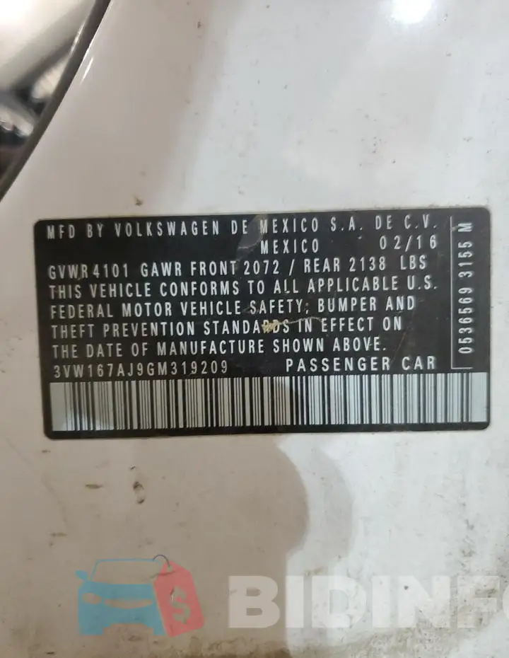 3VW167AJ9GM319209 Photo# 12