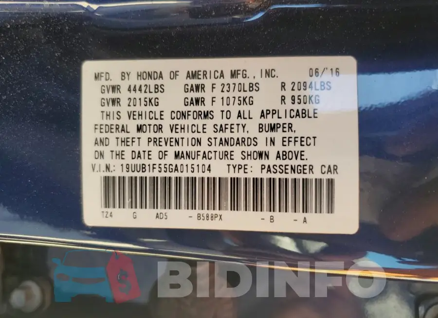 19UUB1F55GA015104 Photo# 13