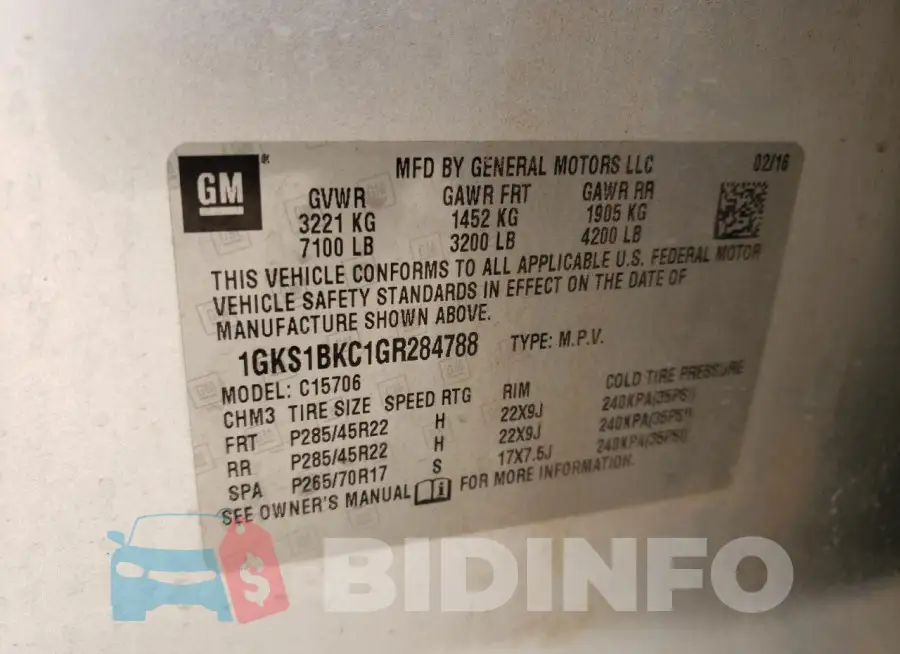 1GKS1BKC1GR284788 Photo# 13